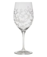 Scrolling vines climb this floral-inspired stemware to lend your table a touch of garden elegance. With careful detail, the frosted design melds with the classic shape for a truly stylish collection. (Clearance) Scrolling vines climb this floral-inspired stemware to lend your table a touch of garden elegance. With careful detail, the frosted design melds with the classic shape for a truly stylish collection. (Clearance)