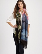 A tropical print in pretty muted shades. 85% modal/15% silkAbout 55 X 78¾Dry cleanMade in Italy