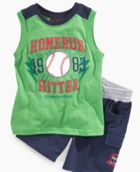 A walk is as good as a run. Start showing your heavy-hitter the basics early with this sporty tank and short set from Nannette. A walk is as good as a run. Start showing your heavy-hitter the basics early with this sporty tank and short set from Nannette.
