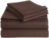 Pinzon Signature 190-Gram Cotton Velvet Flannel Queen Sheet Set, Italian Roast