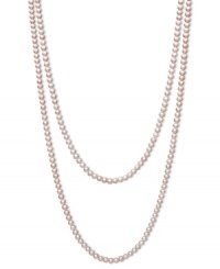100 inches of pure sophistication. This delightful endless necklace features a shimmering row of light pink cultured freshwater pearls (7-8 mm). Approximate length: 100 inches. 100 inches of pure sophistication. This delightful endless necklace features a shimmering row of light pink cultured freshwater pearls (7-8 mm). Approximate length: 100 inches.