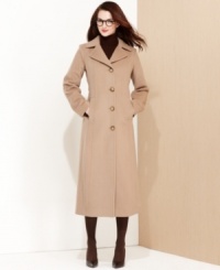 Anne Klein's coat is a classic, featuring sophisticated design details and a timeless silhouette crafted of a wool and cashmere blend. Anne Klein's coat is a classic, featuring sophisticated design details and a timeless silhouette crafted of a wool and cashmere blend.