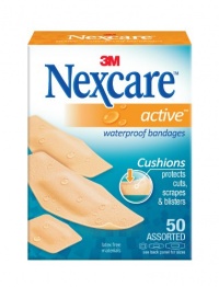 Nexcare Active Extra Cushion Bandage, Assorted Sizes, 50-Count Packages (Pack of 4)