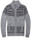 A classic fair isle pattern gets a modern upgrade with this full-zip cardigan sweater from DKNY Jeans.