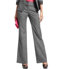 Opt for classic style with these wide leg trousers from BCX! Piping at the waistband acts as a chic accent. Opt for classic style with these wide leg trousers from BCX! Piping at the waistband acts as a chic accent.