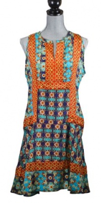 Tolani Rachel Silk Tunic Dress Multicolored Turquoise Floral Tolani Rachel Silk Tunic Dress Multicolored Turquoise Floral