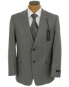 Tommy Hilfiger Men's 2 Button Side Vent Trim Fit Stripe Suit with Flat Front Pant and Peak Lapel