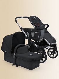 Convertible stroller can accommodate one child (mono), two children (duo) or twins; in three simple clicks. Convertible stroller can accommodate one child (mono), two children (duo) or twins; in three simple clicks.