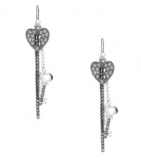 G by GUESS Pave Heart & Key Linear Earrings G by GUESS Pave Heart & Key Linear Earrings