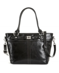 A sharp looking satchel with a place for everything. This polished bag by Giani Bernini features silvertone hardware, contrast stitching and plenty of pockets to keep you always organized. A sharp looking satchel with a place for everything. This polished bag by Giani Bernini features silvertone hardware, contrast stitching and plenty of pockets to keep you always organized.