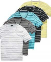 Increase your style visibility with these striped v-neck t-shirts from INC International Concepts. Increase your style visibility with these striped v-neck t-shirts from INC International Concepts.