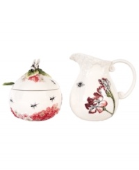 A study in detail, the Hydrangea sugar and creamer set mixes whimsical garden scenes with raised blooms and bees. Mix and match with the rest of the Edie Rose by Rachel Bilson dinnerware collection for an impressively put-together table. A study in detail, the Hydrangea sugar and creamer set mixes whimsical garden scenes with raised blooms and bees. Mix and match with the rest of the Edie Rose by Rachel Bilson dinnerware collection for an impressively put-together table.