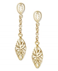 Channel your inner golden goddess with the perfect accent. These exquisite drop earrings combine an intricate-cut out design with a pretty marquise shape for a look that transitions effortlessly from day to evening. Crafted in 14k gold. Approximate drop: 1-1/3 inches.