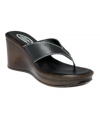 The white stitching on the Evonna wedge sandals by Callisto provides a great visual contrast to the luxe black leather. Pair them with shorts or jeans for a polished finish.