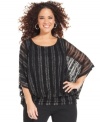 Show off your shimmer this season with Style&co.'s batwing sleeve plus size top, featuring metallic stripes!