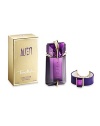 Indulge yourself with the ALIEN fragrance and Thierry Mugler fashion. Included in this purchase of an ALIEN 2 oz. Eau de Parfum Refillable Spray is a genuine leather signature Mugler bracelet featuring a faceted purple glass stone and golden accents. The perfect gift for any Goddess. 