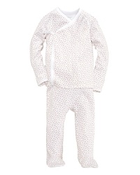 Adorable kimono-style top and pant set in soft cotton jersey. Adorable kimono-style top and pant set in soft cotton jersey.