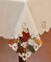 Crafted with intricate cutwork, rich embroidery and suede detail, this easy-care Sterling Forest tablecloth captures the crisp, unmistakable cool of fall. (Clearance)