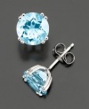 Wonderful watercolor. Light and bright, these round-cut aquamarine studs (3 ct. t.w.) are a sure hit. Set in 14k white gold.