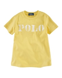 A classic cotton tee exudes timeless heritage cool with a faded Polo logo screen-printed across the front. A classic cotton tee exudes timeless heritage cool with a faded Polo logo screen-printed across the front.