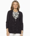 Lauren by Ralph Lauren's slightly open-knit construction lends lightweight layering sensibility to a classic cardigan.