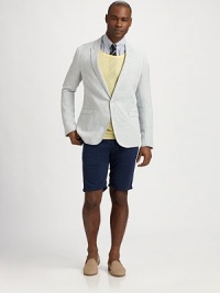 Undeniable style defines this elegantly tailored sportcoat with endless summer style, tailored in crisp, textured cotton.ButtonfrontChest welt, waist flap pocketsAbout 28 from shoulder to hemCottonDry cleanImported Undeniable style defines this elegantly tailored sportcoat with endless summer style, tailored in crisp, textured cotton.ButtonfrontChest welt, waist flap pocketsAbout 28 from shoulder to hemCottonDry cleanImported