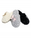 Slip into something pretty to putter around in each morning with these darling pile slippers from Charter Club. Bedecked with a bow and charming stone accent, they're almost too wonderful to wear.