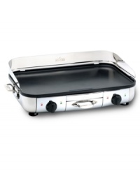 World-class heat: All-Clad introduces the world's best electric griddle! Great for family meals and entertaining, the nonstick cooking surface does double duty with two independent heat zones. Cook two dishes at once, or use half the griddle for warming. One-year limited warranty. Model 99014GT. World-class heat: All-Clad introduces the world's best electric griddle! Great for family meals and entertaining, the nonstick cooking surface does double duty with two independent heat zones. Cook two dishes at once, or use half the griddle for warming. One-year limited warranty. Model 99014GT.