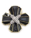 Kenneth Jay Lane dresses up your lapel with this Gothic cross pin, detailed with Swarovski crystal stations.