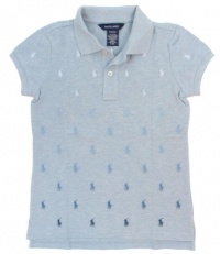 Ralph Lauren Girls Mesh Pony Logo Polo Shirt - M (8-10) - Chambray Ralph Lauren Girls Mesh Pony Logo Polo Shirt - M (8-10) - Chambray