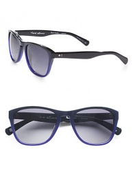 This unique frame features a slightly rounded teardrop lens shape, keyhole bridge and solid CR-39 polarized lenses for a vintage-inspired look. Available in onyx/navy with grey gradient lens.100% UV ProtectionImported This unique frame features a slightly rounded teardrop lens shape, keyhole bridge and solid CR-39 polarized lenses for a vintage-inspired look. Available in onyx/navy with grey gradient lens.100% UV ProtectionImported