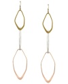 Delicate by design. Three slim cut-out links adorn BCBGeneration's subtle linear earrings. Crafted in rose gold, gold and silver-plated mixed metal on ear wire. Approximate drop: 6 inches.