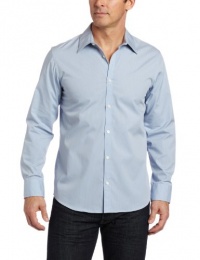 Calvin Klein Sportswear Men's Mini Stripe Poplin Free Fit Woven Shirt, Forever Blue, Medium Calvin Klein Sportswear Men's Mini Stripe Poplin Free Fit Woven Shirt, Forever Blue, Medium