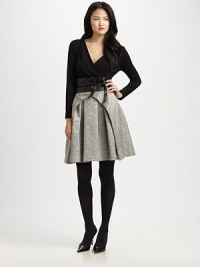 Jacquard adds a touch of texture to this universally flattering skirt with an intriguing pleated front.Pleated frontAllover patternBack zipperA-line designAbout 23 long69% polyester/31% triacetateDry cleanMade in USA of imported fabric Model shown is 5'9 (175cm) wearing US size 4. Jacquard adds a touch of texture to this universally flattering skirt with an intriguing pleated front.Pleated frontAllover patternBack zipperA-line designAbout 23 long69% polyester/31% triacetateDry cleanMade in USA of imported fabric Model shown is 5'9 (175cm) wearing US size 4.