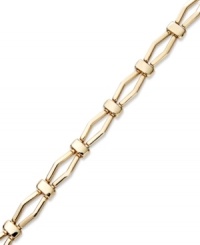 Shape up. YellOra™'s chic cut-out bracelet features marquise-shaped links made from a combination of pure gold, sterling silver and palladium. Approximate length: 7-1/4 inches. Shape up. YellOra™'s chic cut-out bracelet features marquise-shaped links made from a combination of pure gold, sterling silver and palladium. Approximate length: 7-1/4 inches.