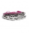 G by GUESS Silver-Tone and Fuchsia Friendship Brace, SILVER