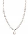 Prim, proper & polished. This beautiful necklace features cultured freshwater pearls (3-1/2-7-1/2 mm) and a pearl teardrop accent. Set in sterling silver. Approximate length: 16-1/2 inches.