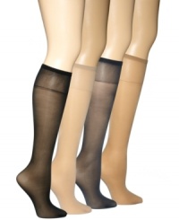 Sometimes you need a little extra support and these silky-sheer Berkshire's deliver. Made with just the right amount of spandex to sustain day-long support without sacrificing comfort. Available in an assortment of subtle shades. Sometimes you need a little extra support and these silky-sheer Berkshire's deliver. Made with just the right amount of spandex to sustain day-long support without sacrificing comfort. Available in an assortment of subtle shades.