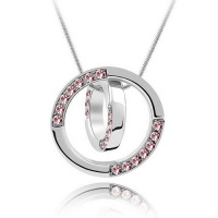 Contessa Bella Fancy Genuine 18k White Gold Plated Sparkling Pink Swarovski Austrian Crystal Elements Beautiful Double Circle of Life Love Women Charm Pendant Necklace Elegant Silver Color Crystal Fashion Jewelry Contessa Bella Fancy Genuine 18k White Gold Plated Sparkling Pink Swarovski Austrian Crystal Elements Beautiful Double Circle of Life Love Women Charm Pendant Necklace Elegant Silver Color Crystal Fashion Jewelry