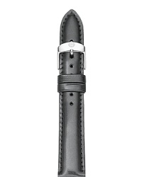 A luxe leather watch strap from Michele in a modern patent grey finish. A luxe leather watch strap from Michele in a modern patent grey finish.