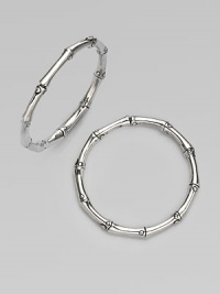 From the Bamboo Collection. A sterling silver hoop in a classic bamboo design.Sterling silver Diameter, about 1¼ Post backs Made in Bali From the Bamboo Collection. A sterling silver hoop in a classic bamboo design.Sterling silver Diameter, about 1¼ Post backs Made in Bali