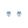 .925 Sterling Silver Rhodium Plated 4mm March Birthstone Heart Bezel CZ Solitaire Basket Stud Earrings for Baby and Children & Women with Screw-back (Aquamarine, Light Blue)