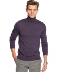 A holiday exclusive for the contemporary man. You'll learn the minimalist ways of Calvin Klein with this sleek, simple turtleneck sweater. A holiday exclusive for the contemporary man. You'll learn the minimalist ways of Calvin Klein with this sleek, simple turtleneck sweater.