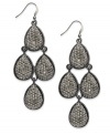 Bring a touch of allure to your look with these black drop earrings from Style&co. Teardrop pendants are embellished with plastic stones. Crafted in hematite tone mixed metal. Approximate drop: 2-5/8 inches.