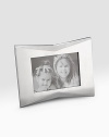 A classic frame in lustrous alloy metal is tweaked with a pinched detail and fits a vertical or horizontal photo. Accommodates a 5 X 7 photograph Wipe clean Imported 