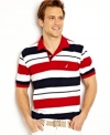 When the temperature is rising, this lightweight striped polo shirt from Nautica is where you should reach for a cool casual look.