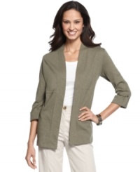 Kick back in Karen Scott's casual cardigan -- with an easy fit and chic open front it's made for warmer days! Kick back in Karen Scott's casual cardigan -- with an easy fit and chic open front it's made for warmer days!