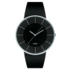 Alessi Men's AL8004 Luna Leather and Case in Steel Black Designed by Alessandro Mendini Watch
