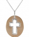 Effy Jewlery 14K White and Rose Gold Diamond Cross Pendant, .37 TCW