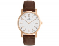 Mens Bulova Watch in Stainless Steel with Brown Leather Strap (97A106) Mens Bulova Watch in Stainless Steel with Brown Leather Strap (97A106)
